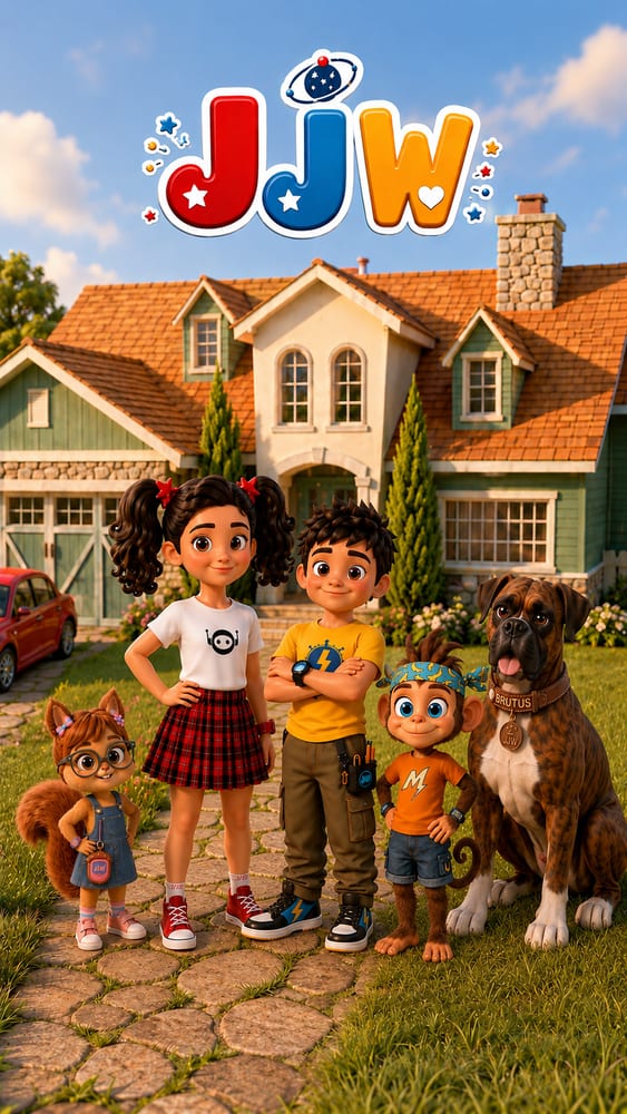 Jevika, Joy, Pinki, Minku and Brutus together outside Jevika&rsquo;s house